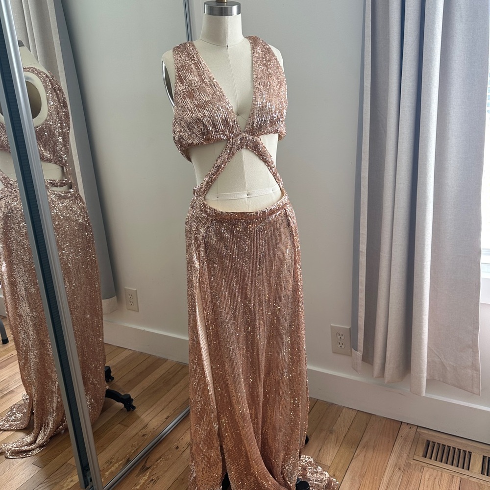Sparkling Sequin Cutout Gown